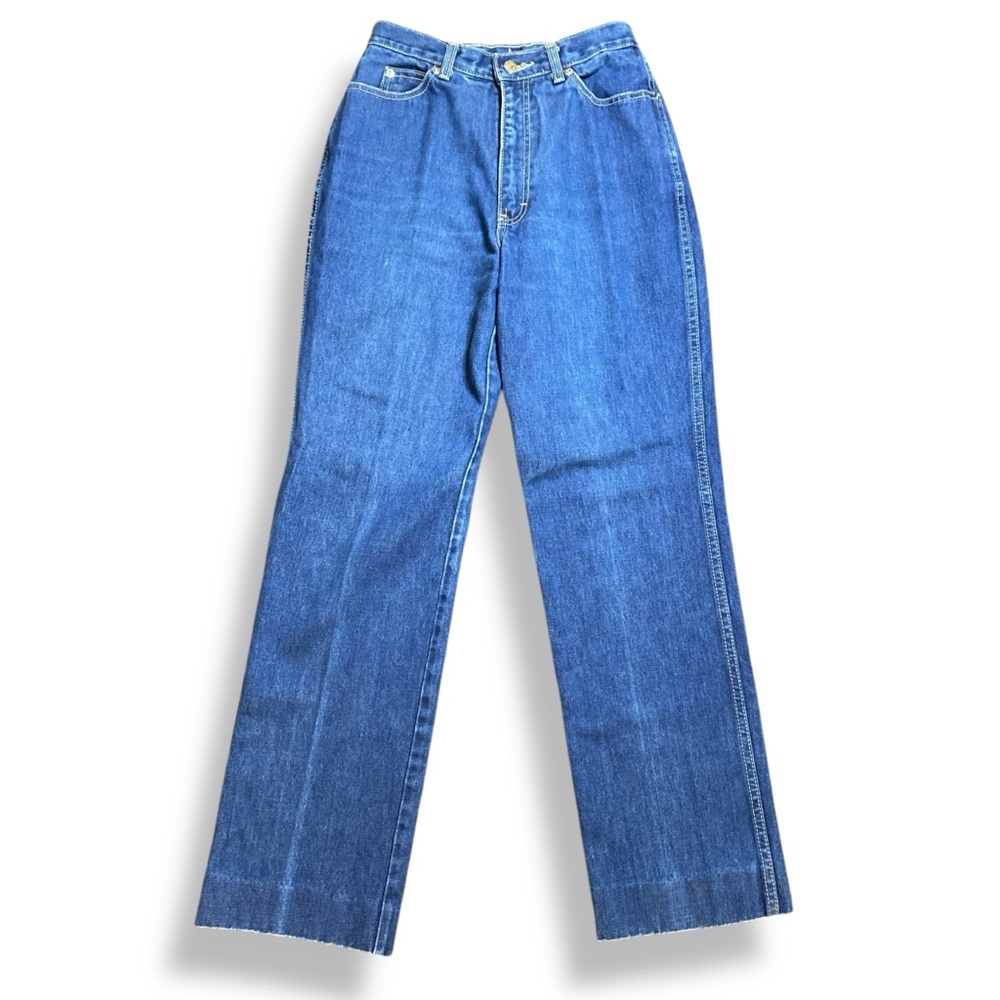 Vintage 80s Oscar De La Renta Embroidered High Rise Straight Leg Jeans Size 25 - Picture 2 of 10